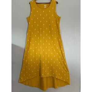 Duluth Trading To N Flow Maxi Dress XL Golden Yellow Cotton Lagenlook Boho EUC